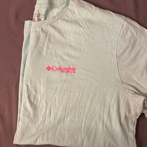 Columbia Sky Blue Tee with Pink Logo